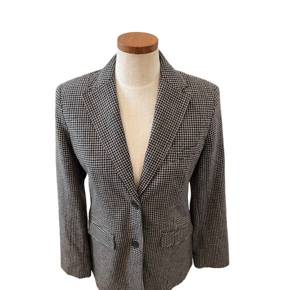 Eddie Bauer Tailored Blazer Black & Gray Houndstooth Print 6 - Picture 2 of 7